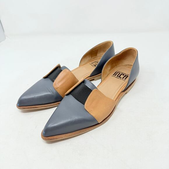 Fortress of Inca Leather Flats Size 7 Two-Tone Blue Tan Pointed Toe D’Orsay - Picture 12 of 12